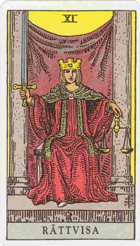 Rättvisan i tarot kort.