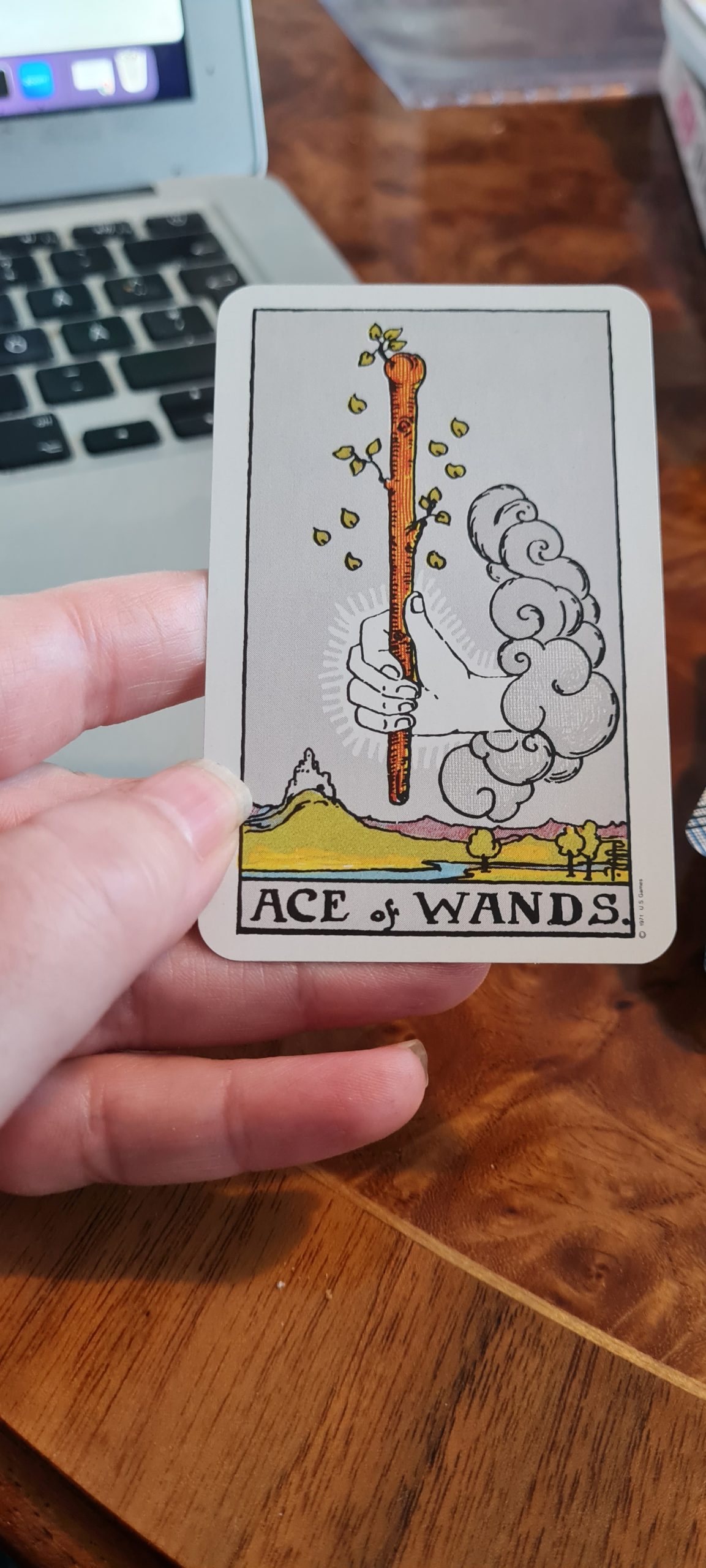 Ess av stavar i tarot kort 